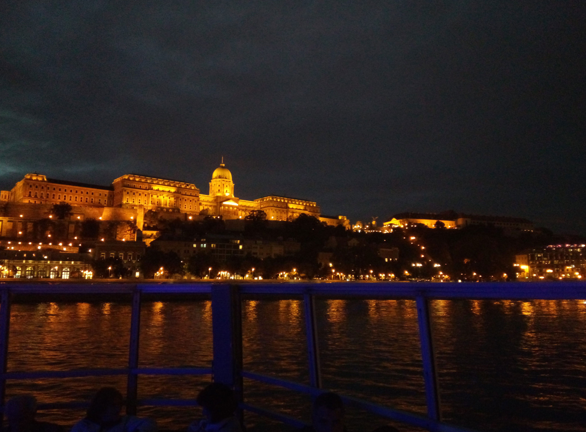 Buda Castle in the night, seen from the Danube